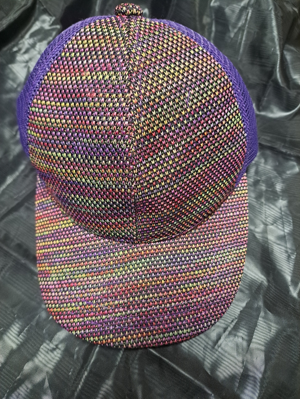 C.C Multicolor Woven Baseball Cap with Purple Accent